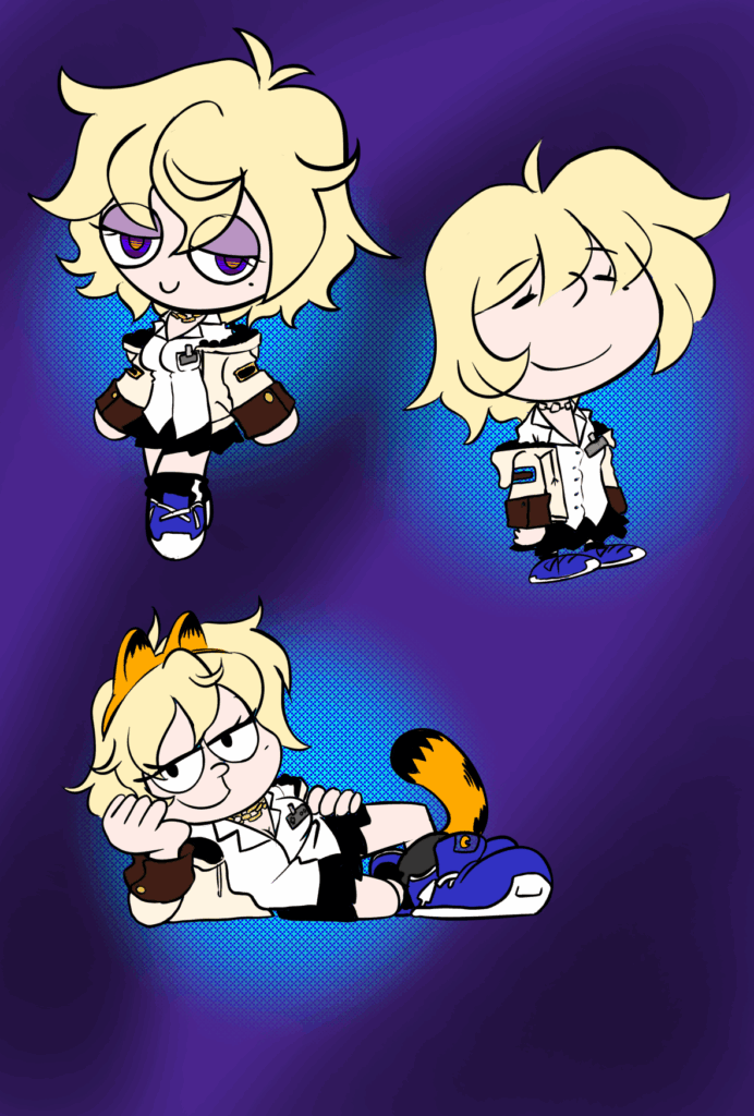 Cosette in Powerpuff, Peanuts and Garfield styles. Mildly cursed.